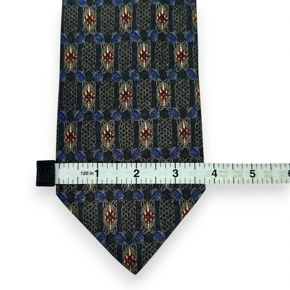 Omaggio Robert Talbott Mens‎ Silk Tie 60 x 3.75 Gray Blue Italy Geometric VTG